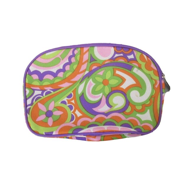 Clinique Cosmetic Bag Mode Colorful Retro Floral Multicolor Canvas 9" x 7"x 2.5" - Picture 7 of 7